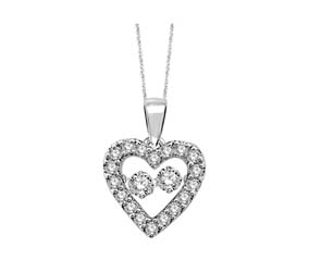 2 Stone Moving Diamond Heart Pendant