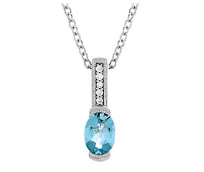 Oval Cut Aquamarine Bar Pendant