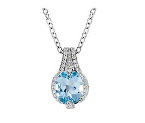 Tapered Aquamarine Diamond Pendant