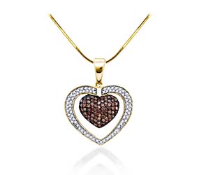 Champagne Diamond Heart Pendant<br> 1.06 Carat Total Weight