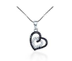 Black Diamond Hanging Hearts Pendant<br> 1/3 Carat Total Weight