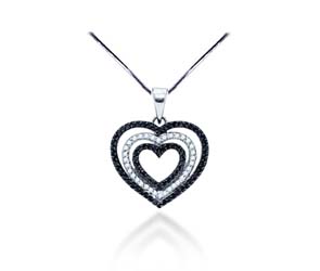 Black Diamond Heart Pendant<br> .69 Carat Total Weight