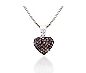 Diamond Heart Champagne Pendant<br> 3/8 Carat Total Weight