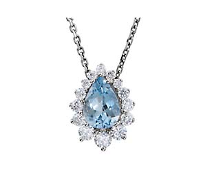 Pear Shaped Aquamarine Diamond Pendant