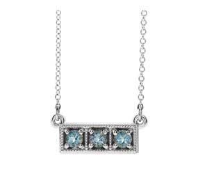 Three Stone Aquamarine Necklace