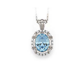 Oval Cut Aquamarine DIamond Pendant