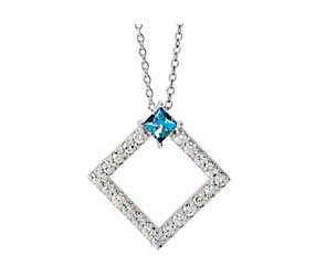 Accented Geometric Diamond & Aquamarine