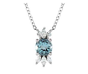 Accented Aquamarine Diamond Pendant