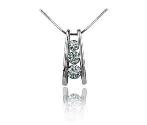 A Frame 3 Stone Diamond Slide Pendant