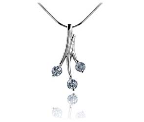 DIamond Three Stone Leaf Slide Pendant