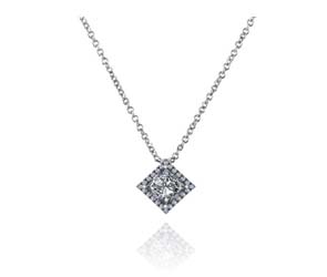 Princess Cut Halo Button Pendant