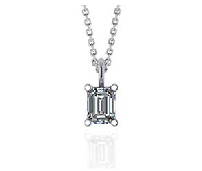 Solitaire Emerald Cut Diamond Pendant 