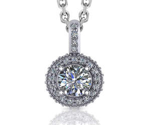 Round Halo Beaded Diamond Pendant