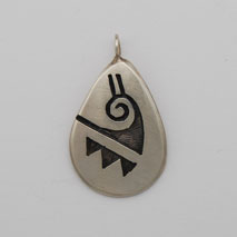 Sterling Silver Oval Water Hopi Pendant - Bu Lee (artist)