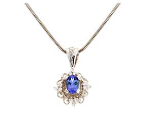 Tanzanite and Tri Diamond Cluster Pendant