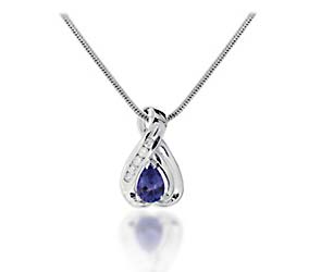 Pear Shape Tanzanite and Diamond Pendant