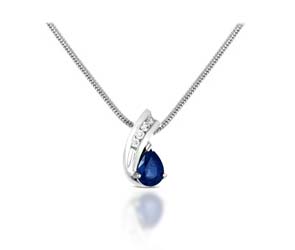 Pear Shape Blue Sapphire & Diamond Pendant