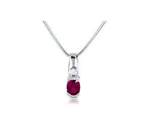 Half Bezel Oval Ruby & Diamond Pendant