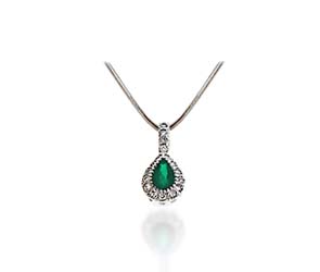 Pear Shape Emerald & Diamond Pendant