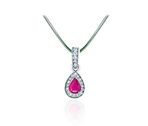 Hanging Pear Shape Ruby & Diamond Pendant