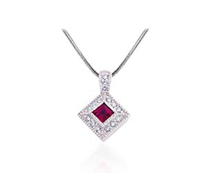 Princess Cut Ruby  & Diamond Signature Pendant