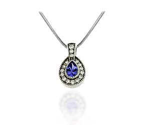 Pave Set Oval Tanzanite & Diamond Pendant