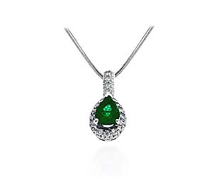 Emerald Trilean Cut & Diamond Pendant