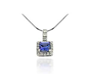 Princess Cut Tanzanite & Diamond Pendant