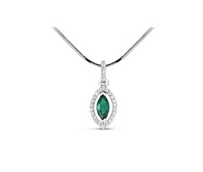 Marquise Shape Emerald & Diamond Pendant