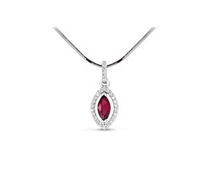 Marquise Shape Ruby & Diamond Pendant