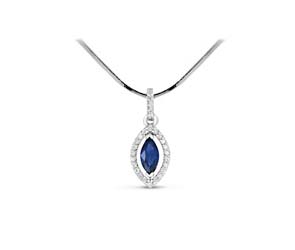 Marquise Shape Sapphire & Diamond Pendant