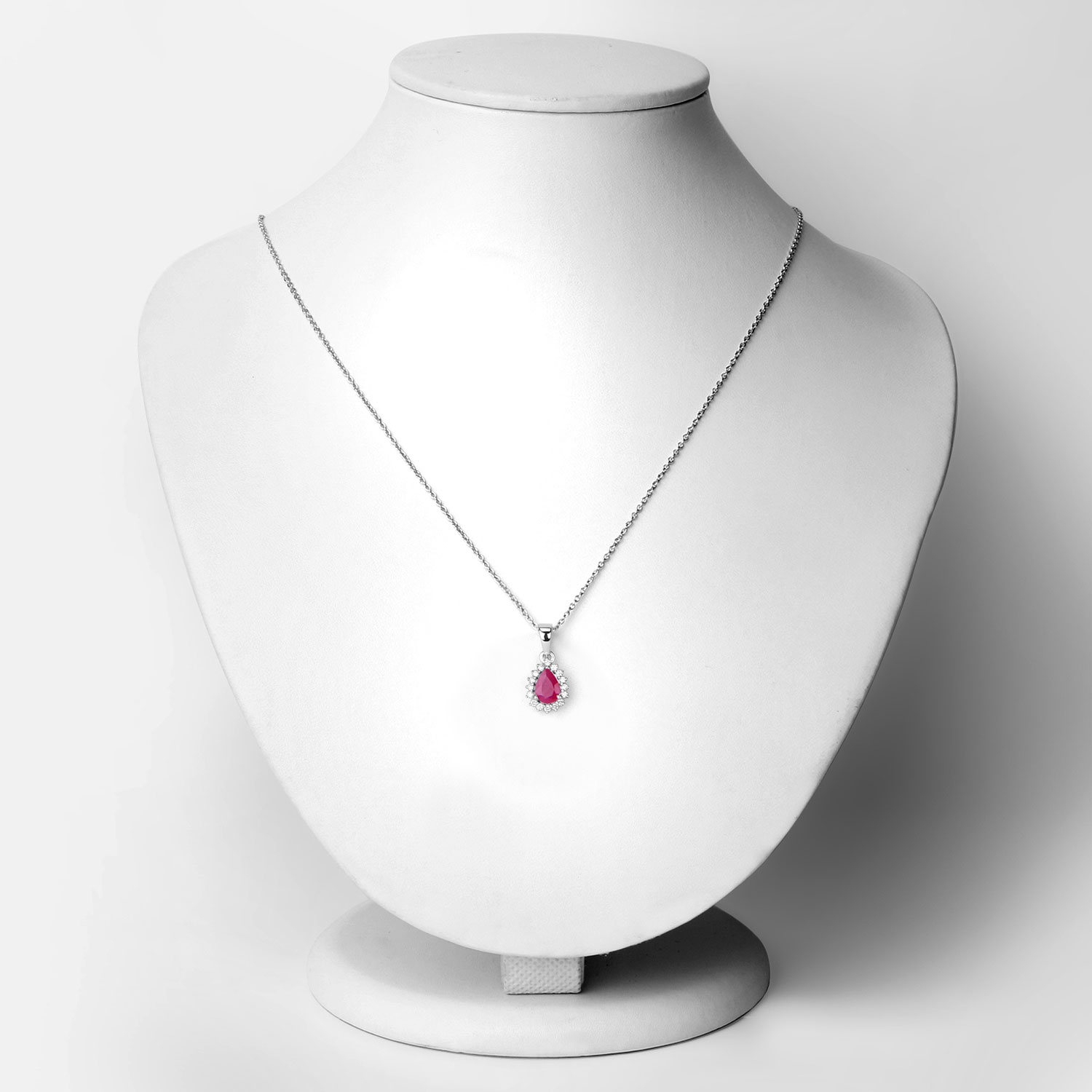 0.96 Carat Genuine Mozambique Ruby and Lab Grown Diamond .925 Sterling Silver Pendant 0.96 C.T.W Sterling Silver - view 3