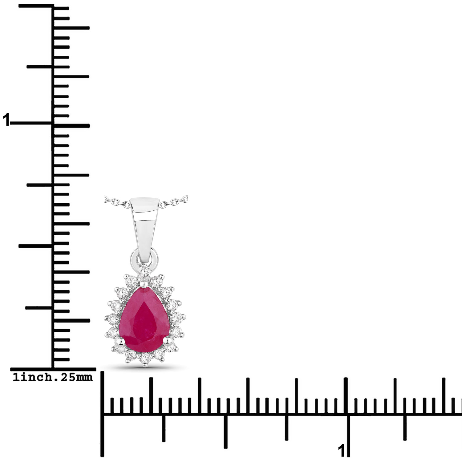 0.96 Carat Genuine Mozambique Ruby and Lab Grown Diamond .925 Sterling Silver Pendant 0.96 C.T.W Sterling Silver - view 2