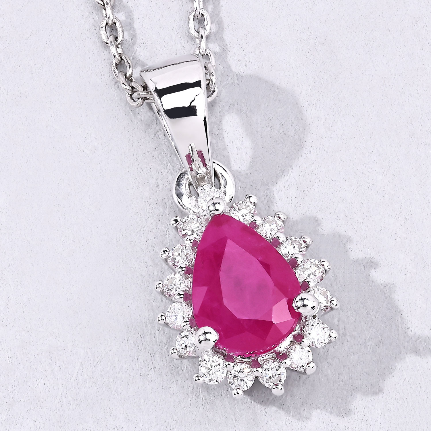 0.96 Carat Genuine Mozambique Ruby and Lab Grown Diamond .925 Sterling Silver Pendant 0.96 C.T.W Sterling Silver - view 7