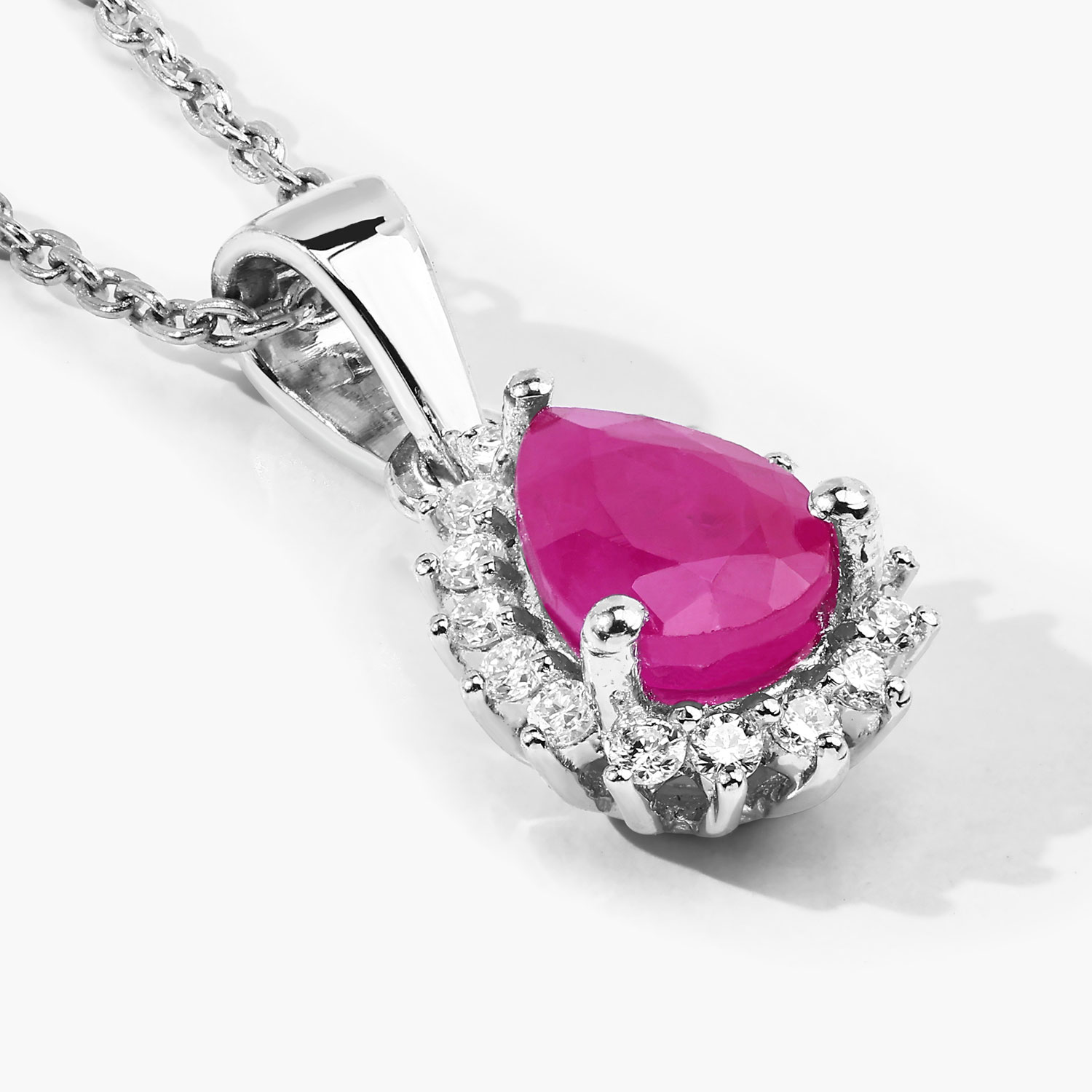 0.96 Carat Genuine Mozambique Ruby and Lab Grown Diamond .925 Sterling Silver Pendant 0.96 C.T.W Sterling Silver - view 5