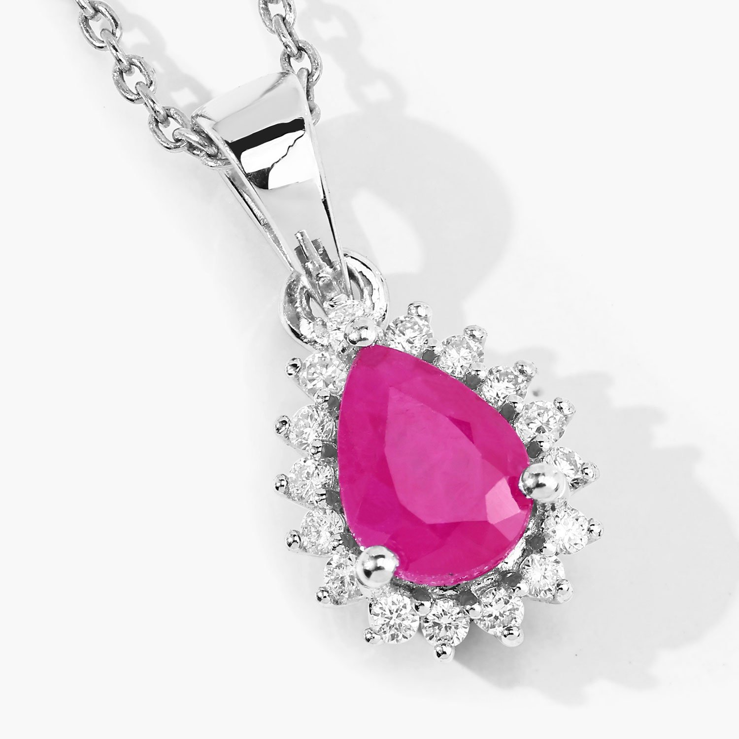 0.96 Carat Genuine Mozambique Ruby and Lab Grown Diamond .925 Sterling Silver Pendant 0.96 C.T.W Sterling Silver - view 4
