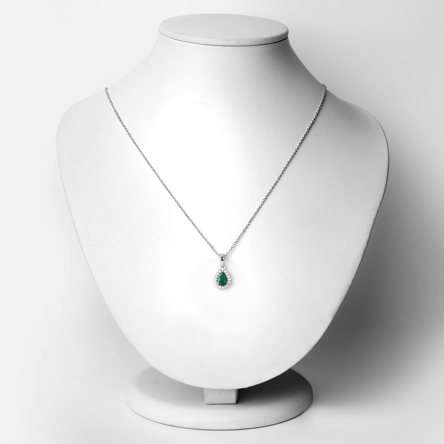 0.81 Carat Genuine Zambian Emerald and Lab Grown Diamond .925 Sterling Silver Pendant 0.81 C.T.W Sterling Silver - view 5