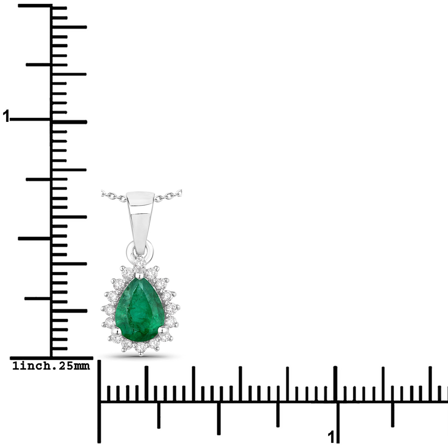 0.81 Carat Genuine Zambian Emerald and Lab Grown Diamond .925 Sterling Silver Pendant 0.81 C.T.W Sterling Silver - view 6