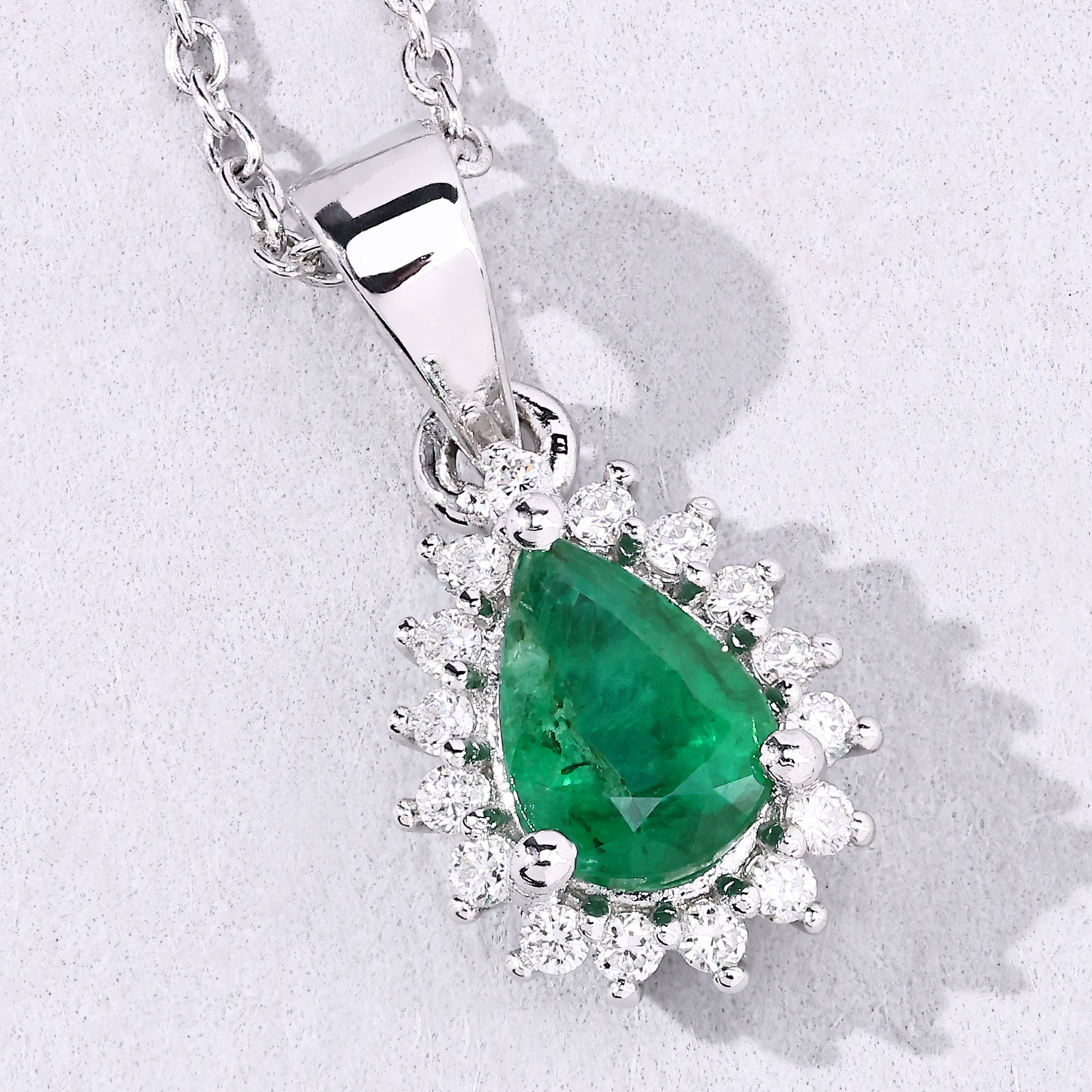 0.81 Carat Genuine Zambian Emerald and Lab Grown Diamond .925 Sterling Silver Pendant 0.81 C.T.W Sterling Silver - view 7