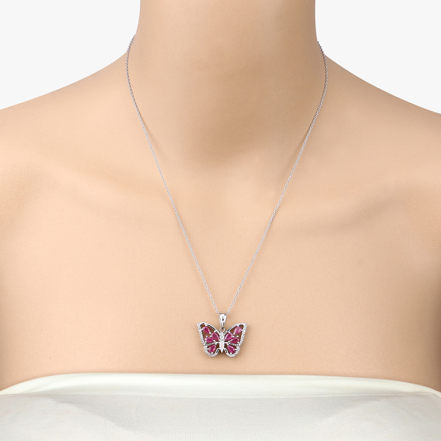 2.07 Carat Genuine Ruby and White Zircon .925 Sterling Silver Pendant 2.07 C.T.W Sterling Silver - view 4