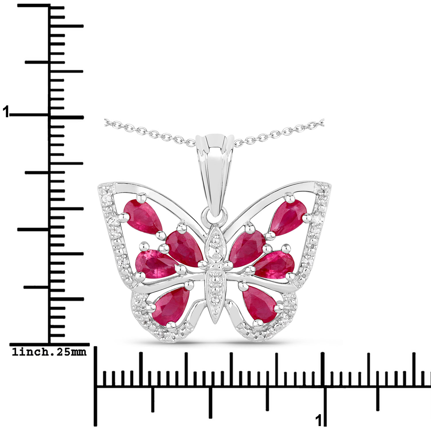 2.07 Carat Genuine Ruby and White Zircon .925 Sterling Silver Pendant 2.07 C.T.W Sterling Silver - view 3