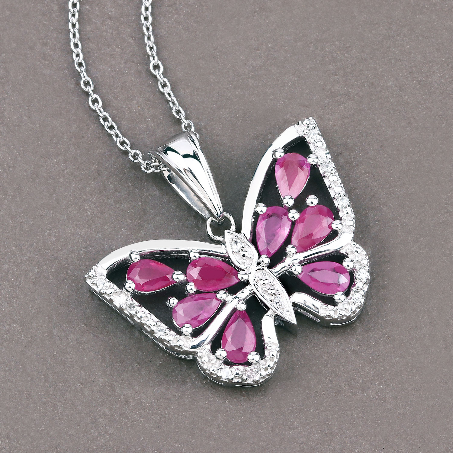 2.07 Carat Genuine Ruby and White Zircon .925 Sterling Silver Pendant 2.07 C.T.W Sterling Silver - view 6