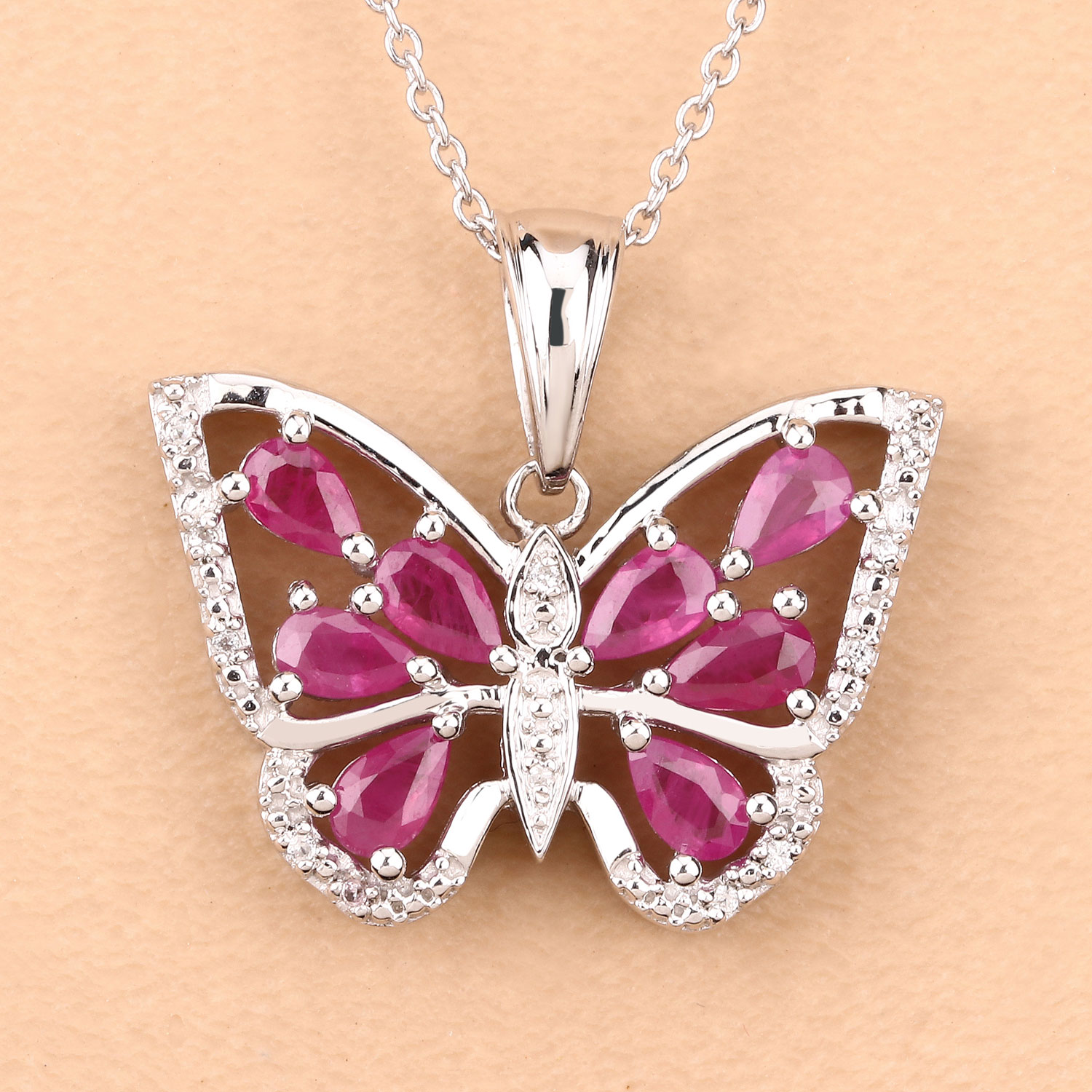 2.07 Carat Genuine Ruby and White Zircon .925 Sterling Silver Pendant 2.07 C.T.W Sterling Silver - view 5