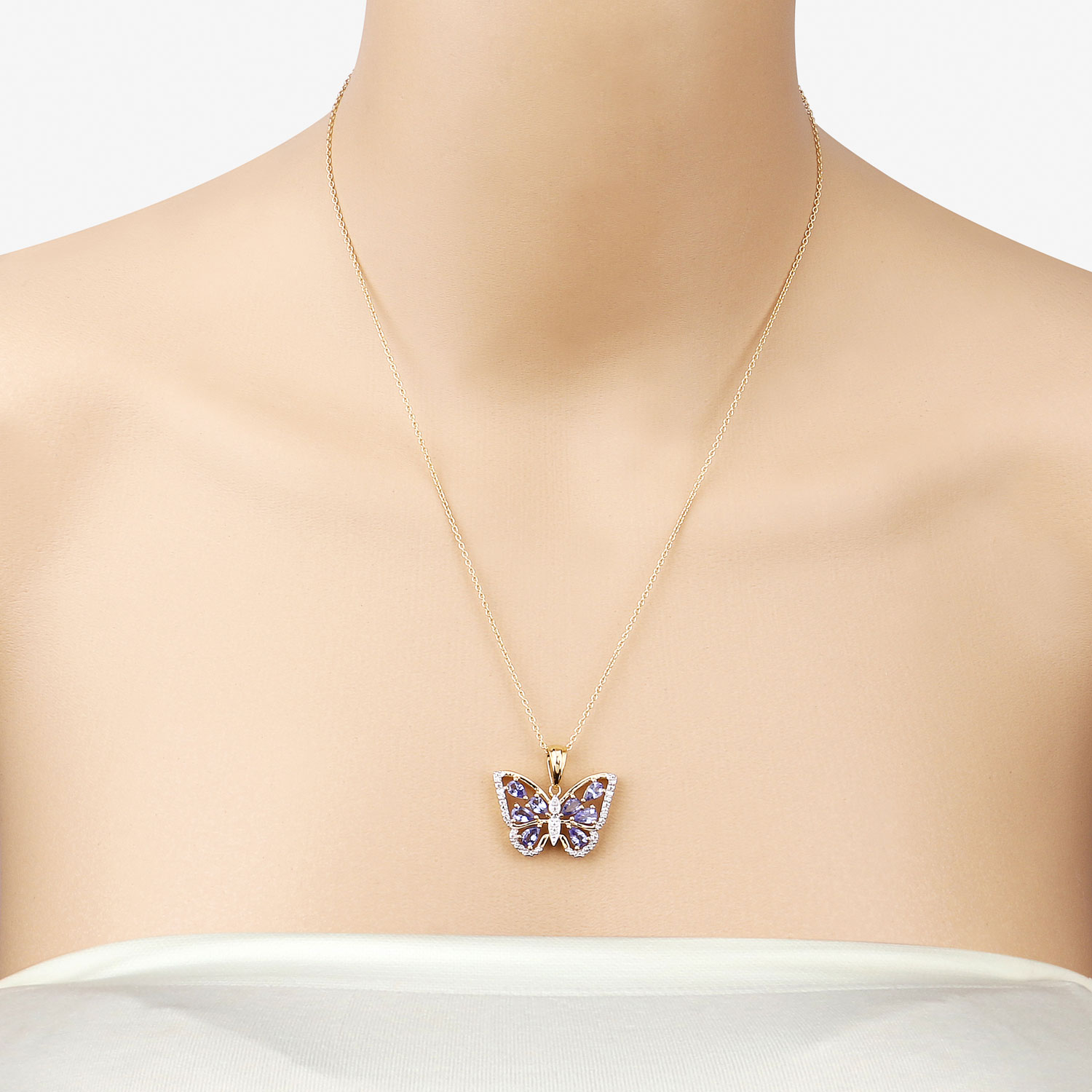 1.75 Carat Genuine Tanzanite and White Zircon .925 Sterling Silver Pendant 1.75 C.T.W Sterling Silver - view 3