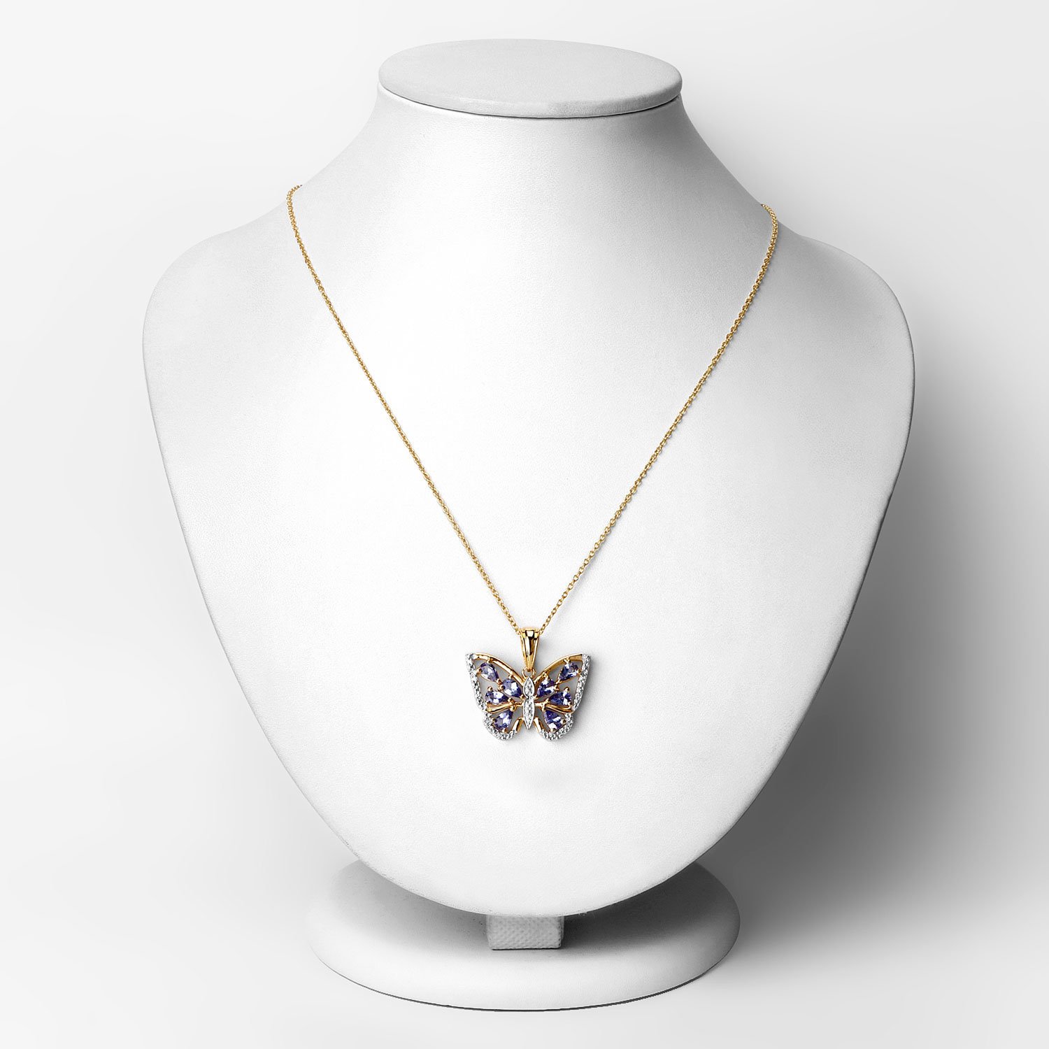 1.75 Carat Genuine Tanzanite and White Zircon .925 Sterling Silver Pendant 1.75 C.T.W Sterling Silver - view 2