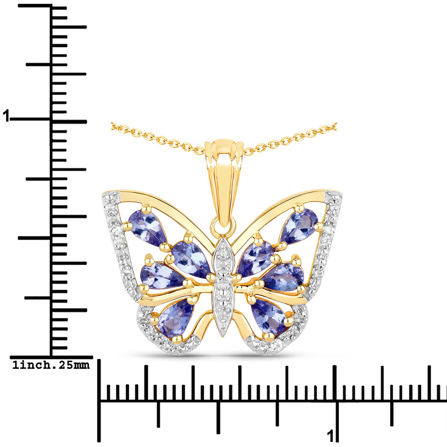 1.75 Carat Genuine Tanzanite and White Zircon .925 Sterling Silver Pendant 1.75 C.T.W Sterling Silver - view 4