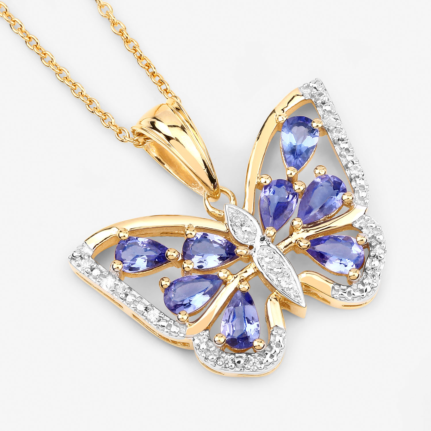 1.75 Carat Genuine Tanzanite and White Zircon .925 Sterling Silver Pendant 1.75 C.T.W Sterling Silver - view 5