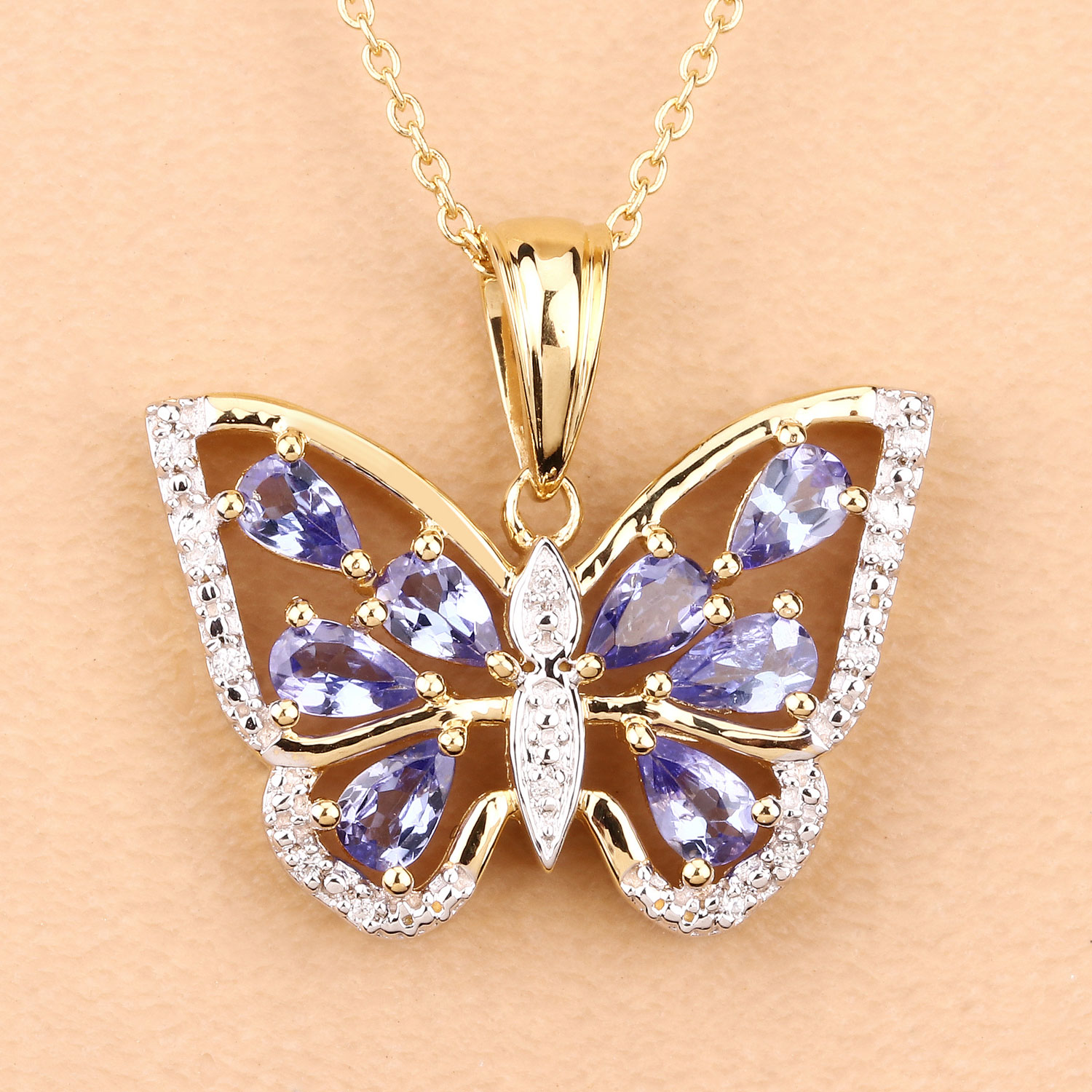 1.75 Carat Genuine Tanzanite and White Zircon .925 Sterling Silver Pendant 1.75 C.T.W Sterling Silver - view 6