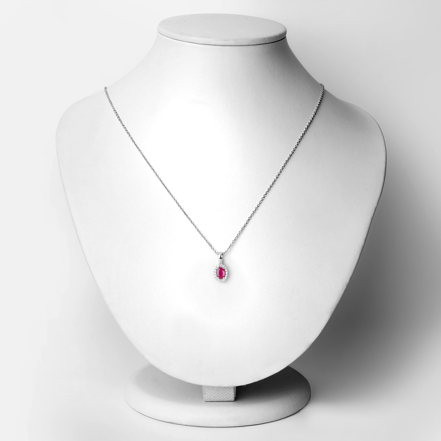 0.62 Carat Genuine Mozambique Ruby and Lab Grown Diamond .925 Sterling Silver Pendant 0.62 C.T.W Sterling Silver - view 3