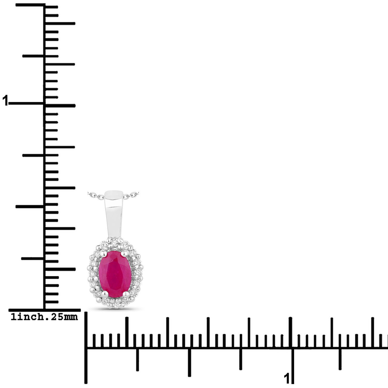 0.62 Carat Genuine Mozambique Ruby and Lab Grown Diamond .925 Sterling Silver Pendant 0.62 C.T.W Sterling Silver - view 2
